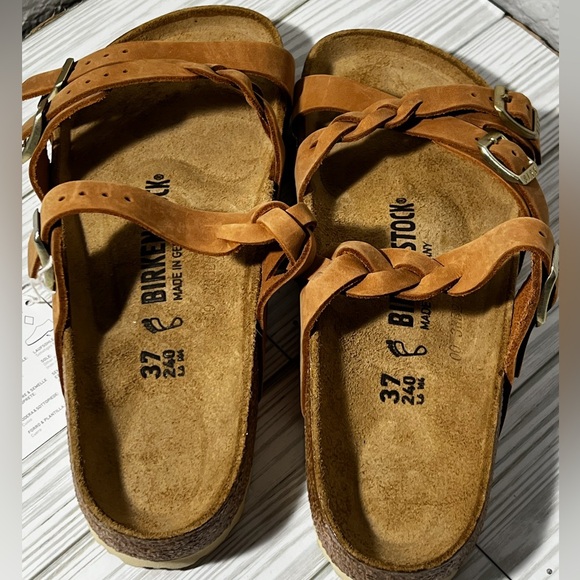 Birkenstock Franca braided cognac Tan Cross-Strap Sandals EU 37 women’s 6 mens 4 - Picture 6 of 11